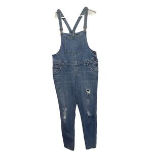 Denim & Co Dark‎ Blue Tapered Leg Denim Dungarees UK Women's Size 10